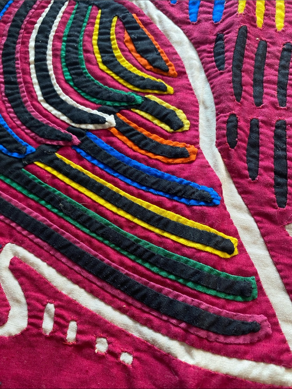 Handcrafted Pink Bird Embroidery Wall Accent - Picture 5 of 5